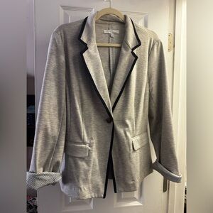 Ellen Tracy Light Gray Blazer with Black Trim